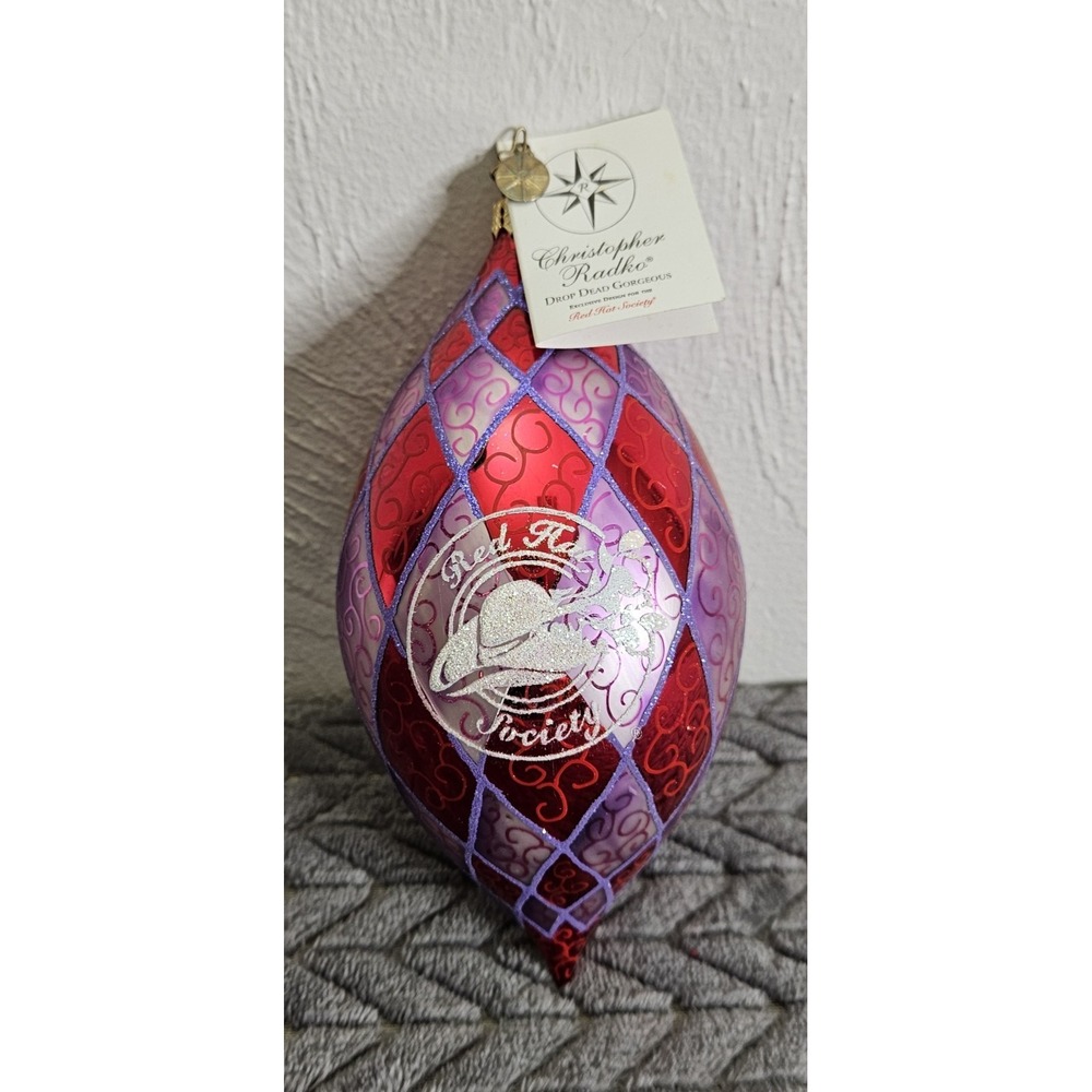 Vintage RARE Christopher Radko Exclusive For Red Hat Society Drop Dead Gorgeous
